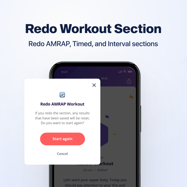 training clients now can redo the workout section if they want to on online coach app