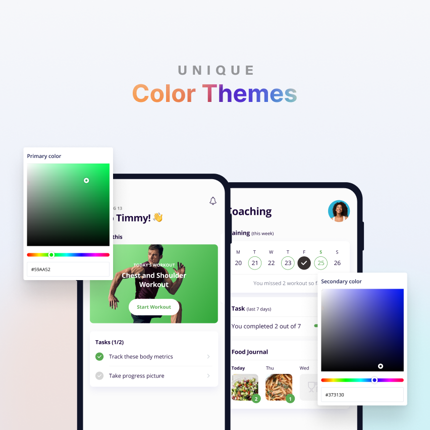 Your training is unique, so why settle for less? Choose your own color codes to set up the primary and secondary app colors 🎨