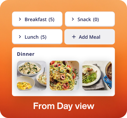 Client meal planning calendar view